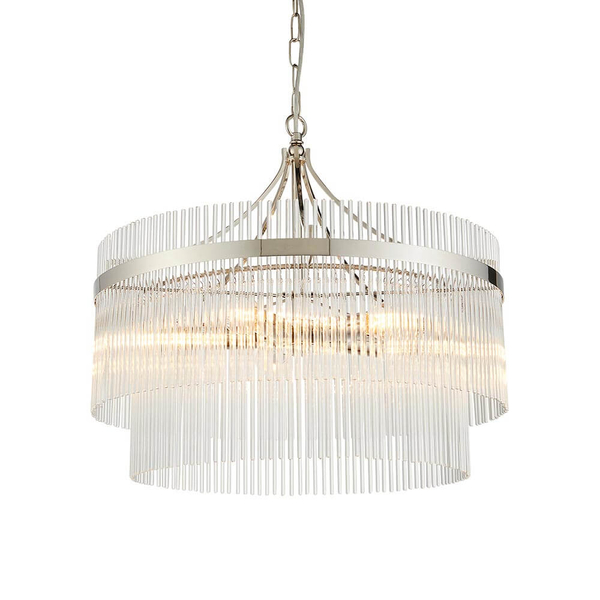Wisząca lampa szklana na łańcuchu szklana chrom Marietta OUTLET
