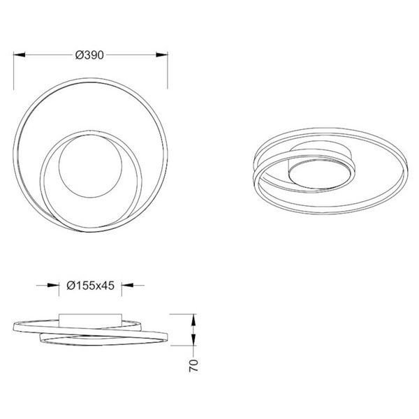 Czarna lampa sufitowa Zibal R62911132 LED 22W 3000K nad łóżko