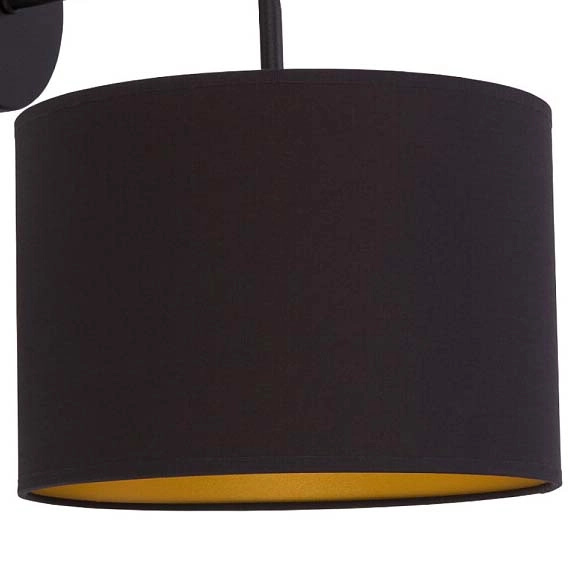 Okrągły kinkiet abażurowy Alice 9084 do sypialni czarny złoty