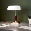 Regulowana lampa stołowa Bankir 92679/31 szklana mosiądz biały