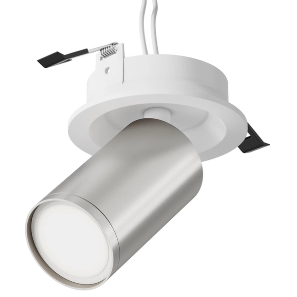 Tuba lampa podtynkowa reflektor regulowany biała srebrna Focus OUTLET