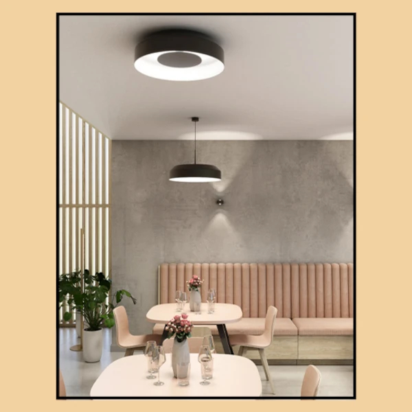 Sufitowy plafon czarny RING dot LED 25W 3000K do sypialni okrągły 47027-M930-DW-PH-12
