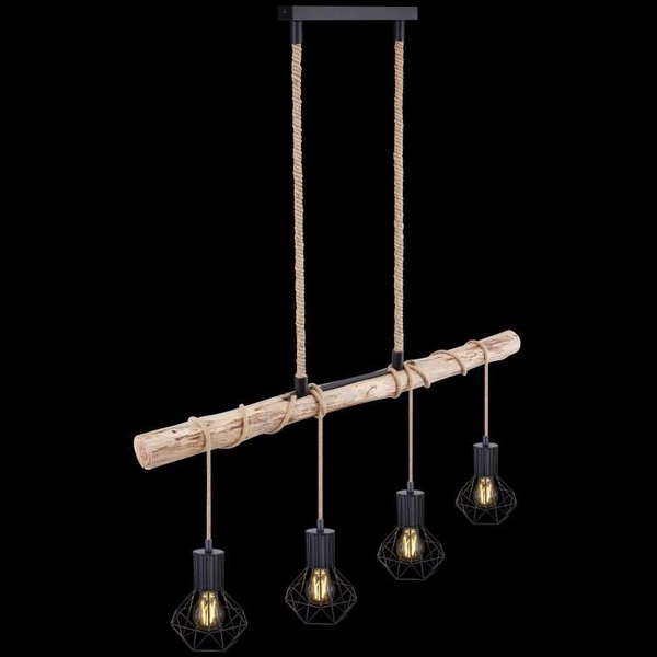 LAMPA wisząca PRISKA 54017-4HH Globo skandynawska OPRAWA belka ZWIS klatki brązowe czarne