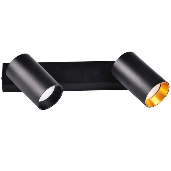 Sufitowa lampa kierunkowa Maribel tuby do garderoby czarna złota