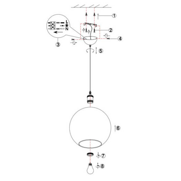 Wisząca lampa Dino R30771004 RL Light zwis bańka bursztynowa