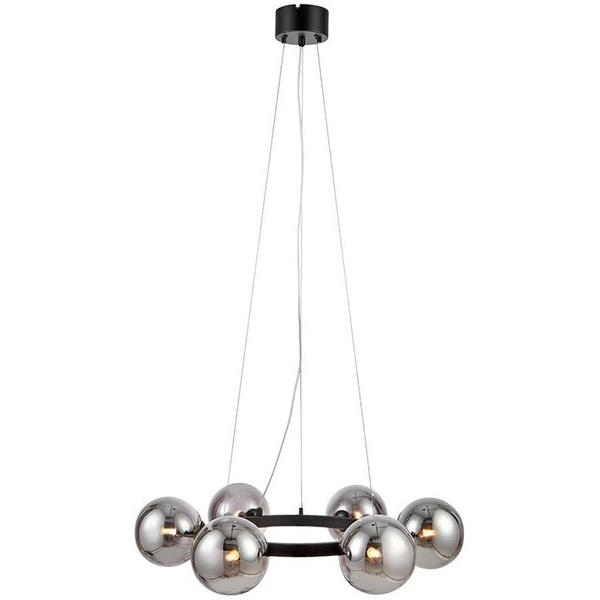 Modernistyczna LAMPA wisząca CIRCLE 108051 Markslojd loftowa OPRAWA metalowy ZWIS szklane kule czarne przydymione