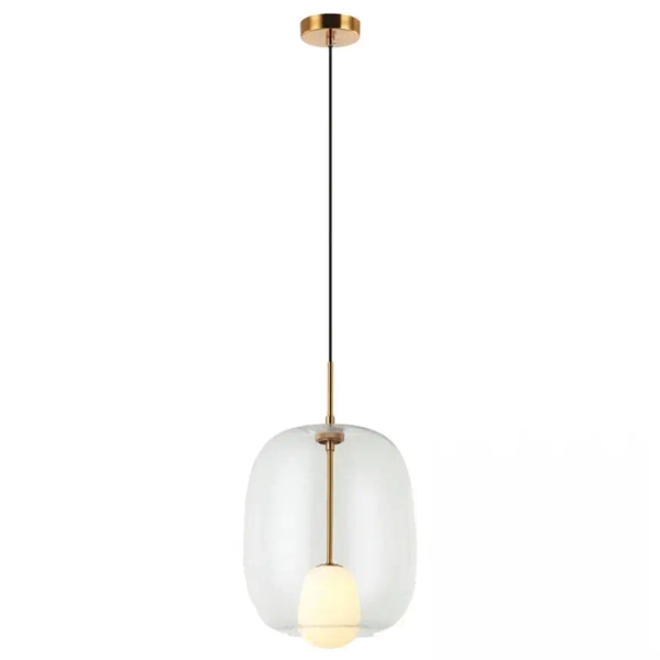 Owalna lampa wisząca 22057 szklana kula przezroczysty złoty