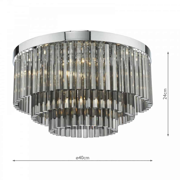 Plafon kryształowy Logan LOG5410 Dar Lighting glamour szkło dymione chrom