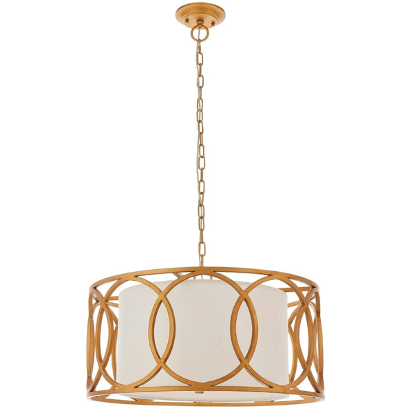 Okrągła lampa wisząca L&-191921 Light& abażurowa biała złota