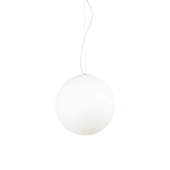 Wisząca okrągła lampa Mapa biała ze szkła 1xE27 42W kulista nad stół do salonu 32139