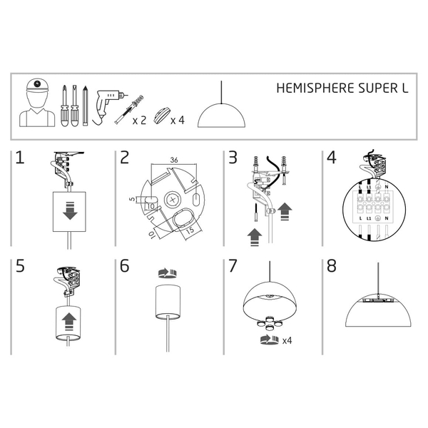 Wisząca lampa do jadalni Hemisphere Super 10696 Nowodvorski kopuła biała