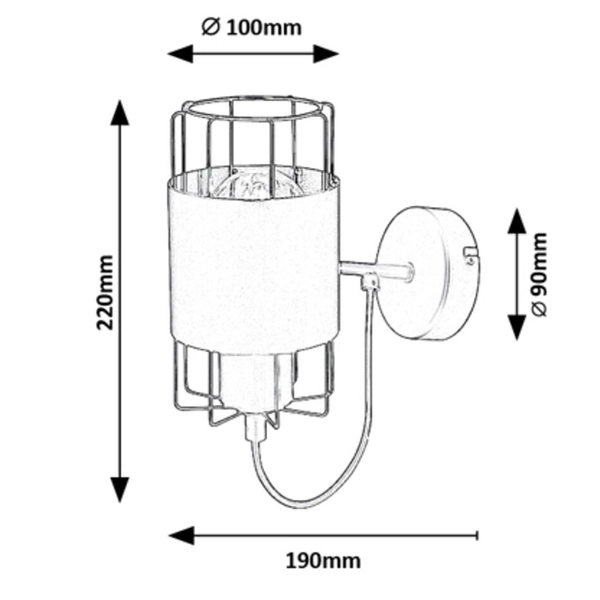 Industrialna lampa ścienna Dimitri 3123 druciany kinkiet do holu czarny
