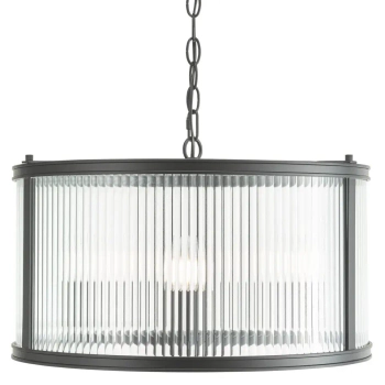 Ryflowana wisząca lampa Bianka BIA0322 do jadalni na łańcuchu czarny