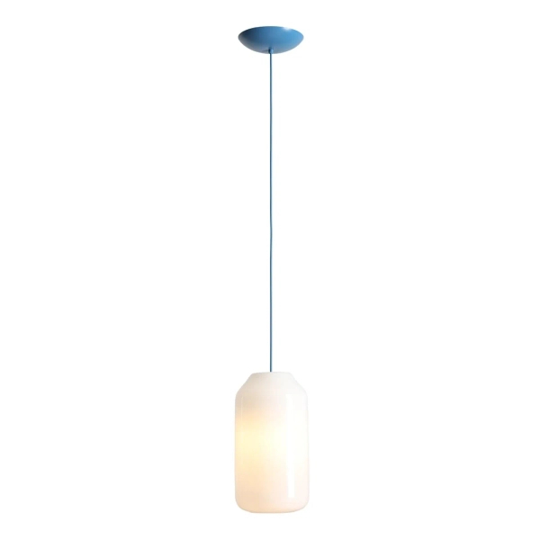 Lampa wisząca szafirowa FLASK do jadalni 1xE27 szklana dekoracyjna 8500G31_M