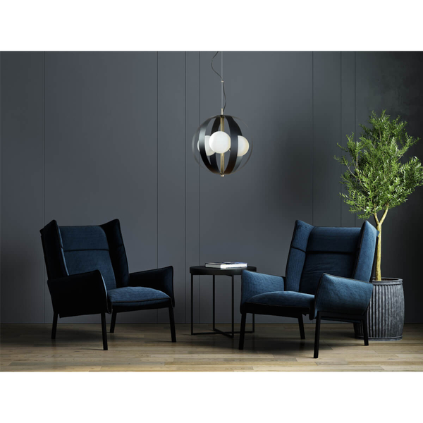 Wisząca lampa do salonu Nela 1137 Zumaline kulista metal szkło czarny złoty