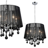 LAMPA wisząca CORNELIA MDM-2572/5 BK Italux abażurowa OPRAWA z kryształkami ZWIS glamour organza mgiełka crystal czarna