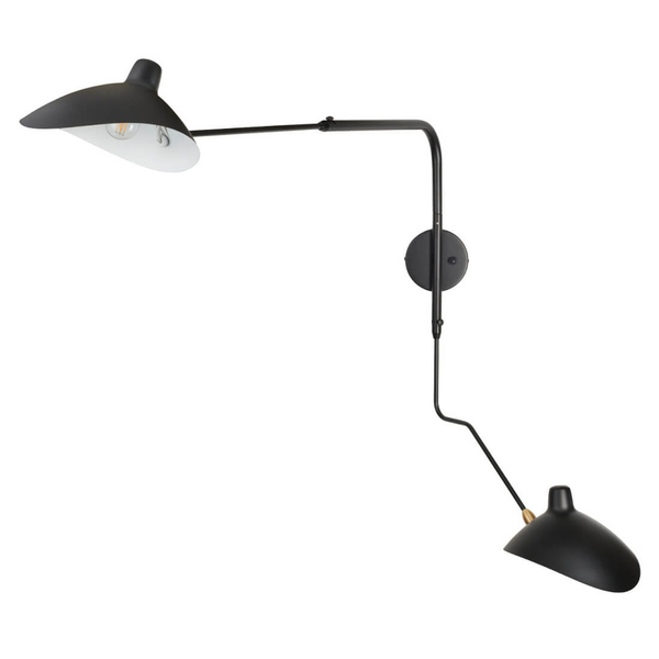 Podwójny kinkiet ścienny z regulacją CRANE W8702-S czarny