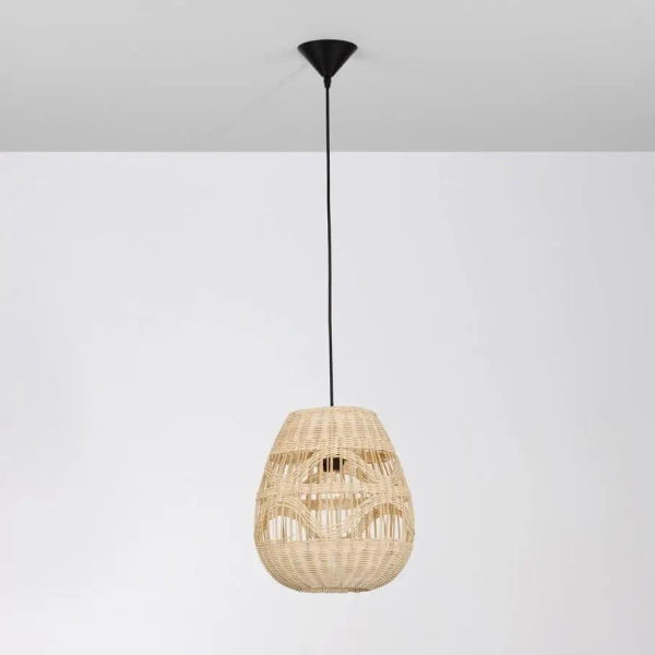 Pleciona lampa wisząca REYNOSA LE42949 nad łóżko beżowa czarna