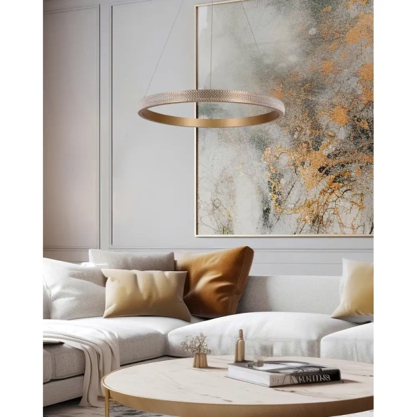 Pierścieniowa lampa wisząca Hashim 31-28457 LED 22W 3000K kryształki złota