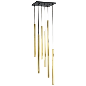 Lampa wisząca AKADI 0136 metalowa tuby zwis kaskada czarny złoty