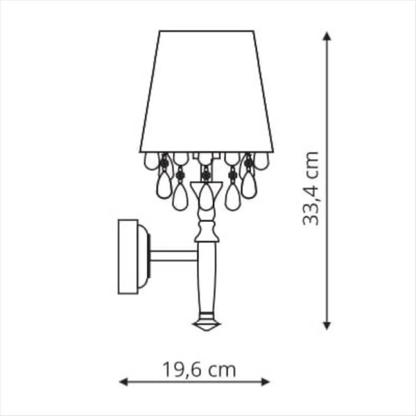 Kinkiet LAMPA ścienna VIGO LP-0412/1W WH Light Prestige glamour OPRAWA abażurowa z kryształkami crystal chrom biała