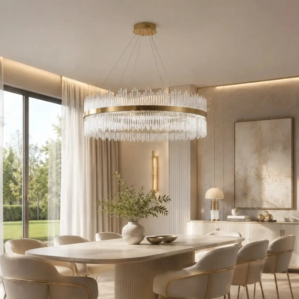 Żyrandol glamour HESTIA złoty ST-4999-120 1xLED 70W 3000K z kryształami