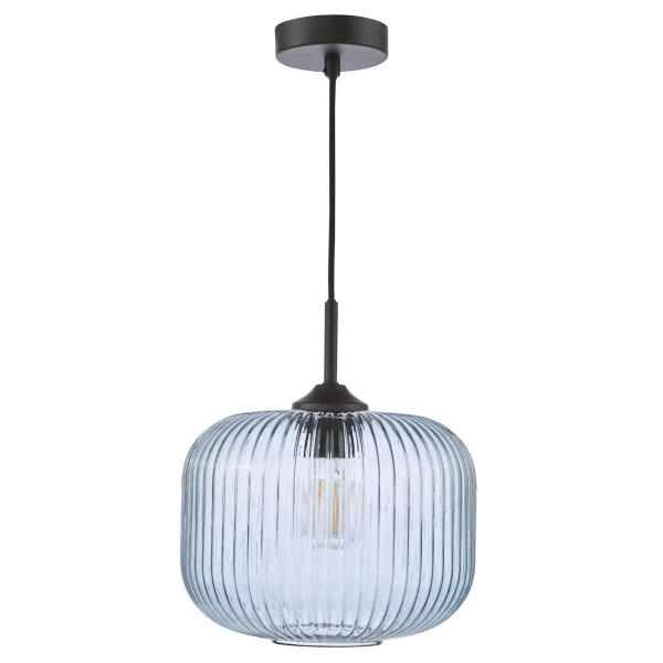 Szklana wisząca lampa Demarius DEM0123 do przedpokoju niebieska czarna