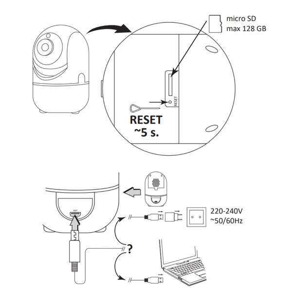 Obrotowa kamera wewnętrzna Smart Wifi 315632 mikrofon i głośnik biała