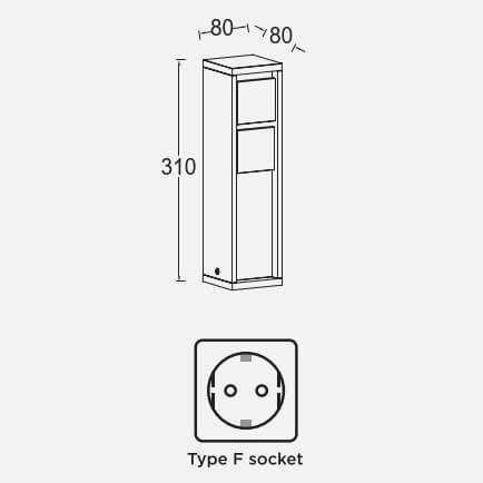 Zasilający słupek MAINS 9702201012 Lutec IP54 zewnętrzny metalowy czarny