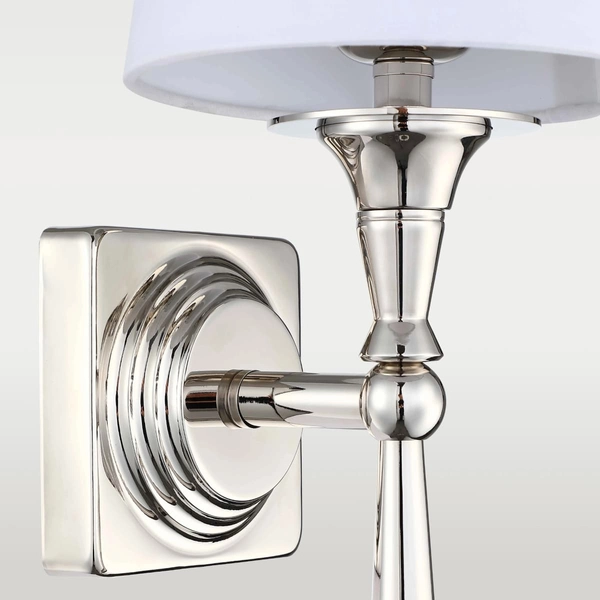 Klasyczna lampa ścienna Austin W01258NI-WH Cosmolight metal tkanina nikiel biała