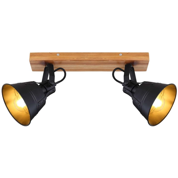 Sufitowa LAMPA plafon GÜNTHER 15466S-2 Globo metalowa OPRAWA reflektorki regulowane skandynawskie czarne drewniane