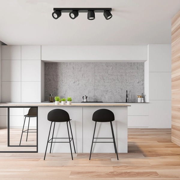 Lampa sufitowa NUORA SPL-2855-4B-BL Italux metalowa OPRAWA plafon regulowane reflektorki na listwie czarne