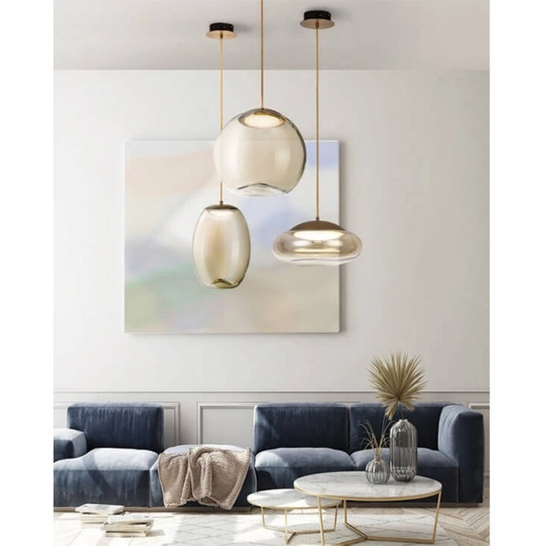 Skandynawska lampa wisząca Helena LED 23W 3000k do holu mosiądz