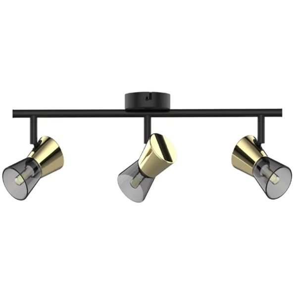 Kierunkowa lampa sufitowa Cento z reflektorkami czarna złota