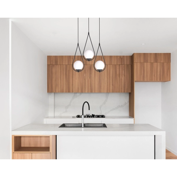 Łezka LAMPA wisząca K-4772 Kaja szklana OPRAWA kule ball na listwie ZWIS modernistyczny czarny biały