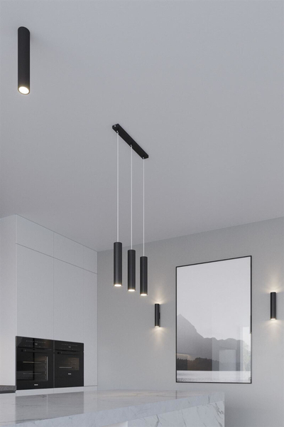 Czarna lampa wisząca SL.1079 metalowe tuby do sypialni