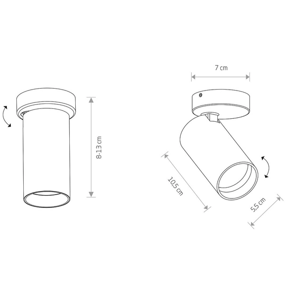 Regulowany downlight pokojowy Mono 7778 reflektorek czarny mosiądz