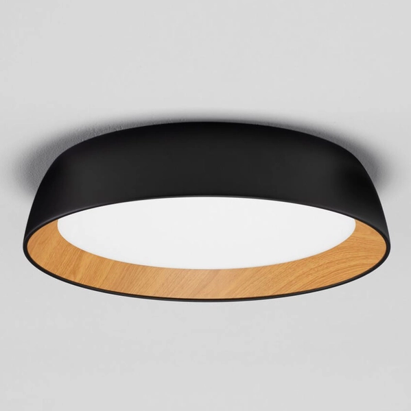 Okrągła lampa sufitowa CARACOLLO LE44808 LED 39W 3000K czarny drewniany