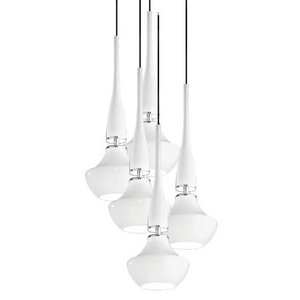 Lampa zwisowa do salonu Tasos AZ0261 szklana metalowa biała