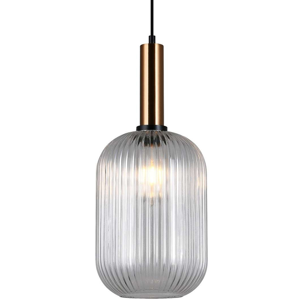 LAMPA wisząca ANTIOLA PND-5588-1L-BRO+CL Italux plisowana OPRAWA loftowy zwis mosiężny przezroczysty