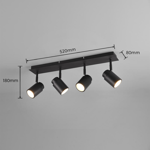 Sufitowa lampa regulowana BRISA DL432880400 IP44 tuby czarny