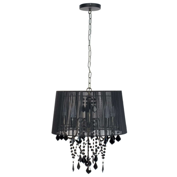 LAMPA wisząca MONA LP-5005/3P czarna Light Prestige abażurowa OPRAWA z kryształkami ZWIS glamour crystal czarny