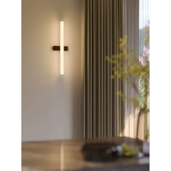 Podłużna naścienna lampa Thora W0420d LED 12W 3000K IP44 czarny