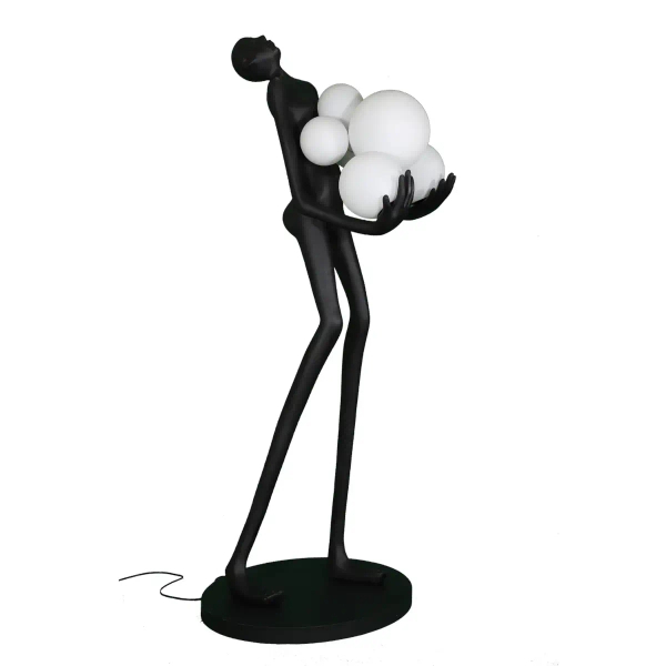 Lampa podłogowa do salonu Woman F9312 Step kule balls białe czarne