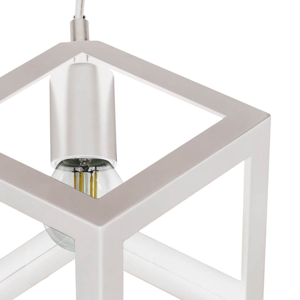 Loftowa LAMPA wisząca SWEDEN 306890 Polux metalowa OPRAWA zwis KOSTKA kwadratowa klatka cube biała