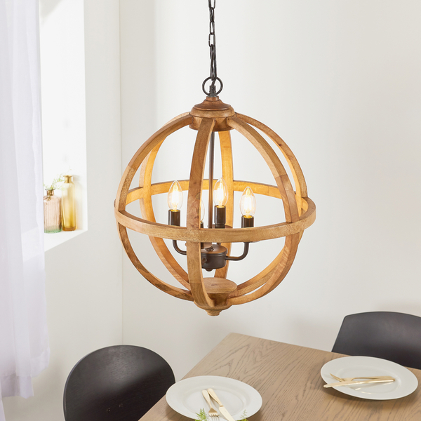 Wisząca lampa Toba 73575 Endon klatka na łańcuchu czarna drewno
