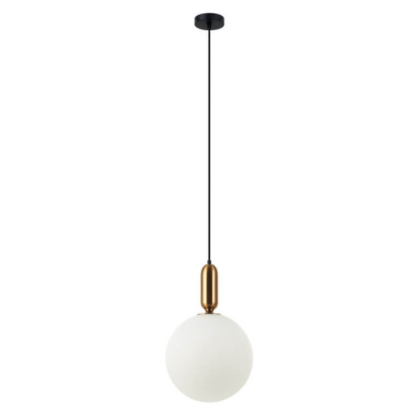 Wisząca lampa sypialniana Aldeva nad łóżko mosiądz biała