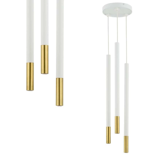 Wisząca LAMPA modernistyczna SOPEL DUE 33258 Sigma metalowa OPRAWA tuby ZWIS sople białe złote