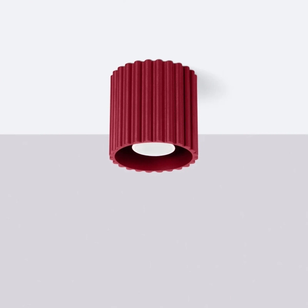Sufitowa lampa tuba AURA SL.1819 ryflowana burgundowa GU10
