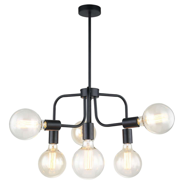 LAMPA sufitowa KRISTY MDM-3678/6 BK Italux industrialna OPRAWA metalowa żarówki bulbs loft czarna